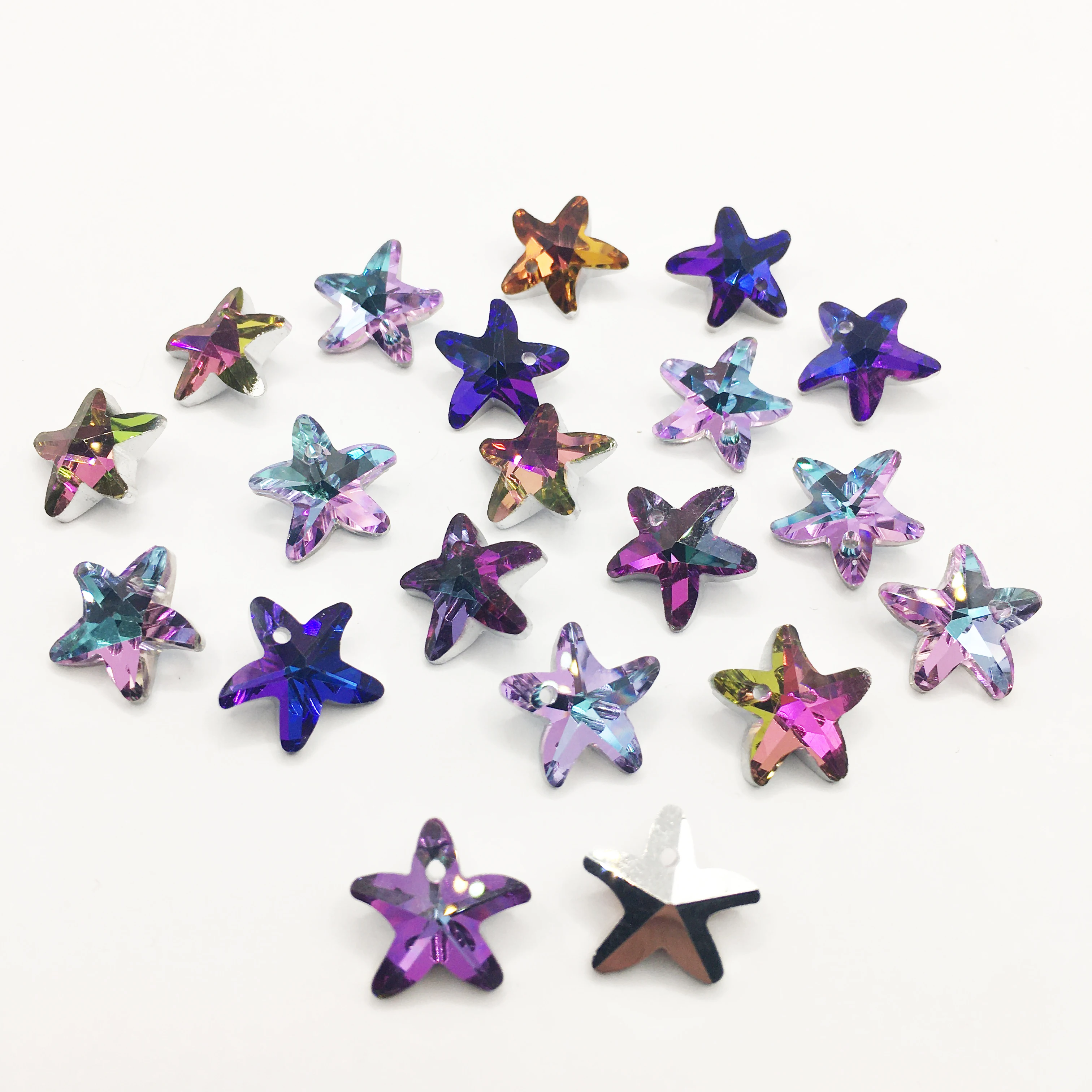 

6Pcs 14mm Starfish Shape Crystal Glass Beads Pendant For DIY Jewelry Making Necklaces Earring Nail Art Accessories