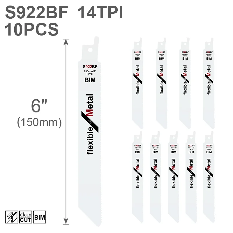XUCHUAN Stichsägeblatt S922BF HCS Stichsägeblätter zum Schneiden von Holz und Metall Säbelsägen Elektrowerkzeug 6" 14TPI Säbelsägeblätter – Detail 4