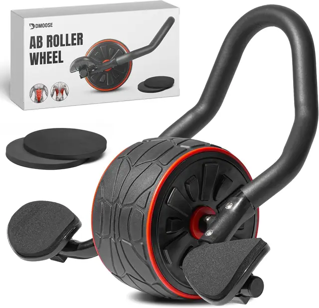 Ab Roller Wheel with Elbow Support & 2 Knee Pads - Abdominal Exercise Trainer for Core Strength