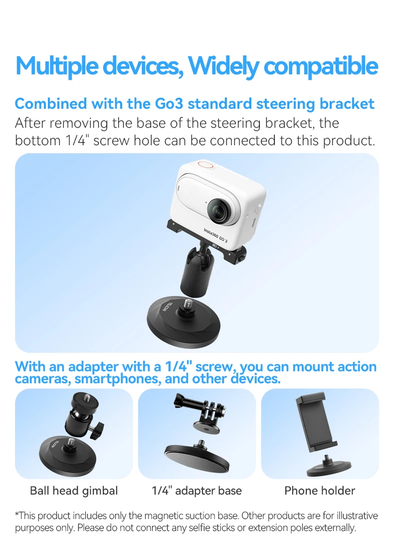 Magnetic Suction Bracket Base Action Camera Holder For  G03 For  Go3 Accessories