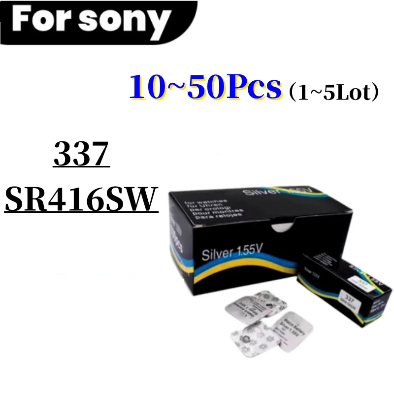 5x Sony 337 Pila Batteria Orologio Mercury Free Silver Oxide SR416SW Japan 1.55V - Foto 10