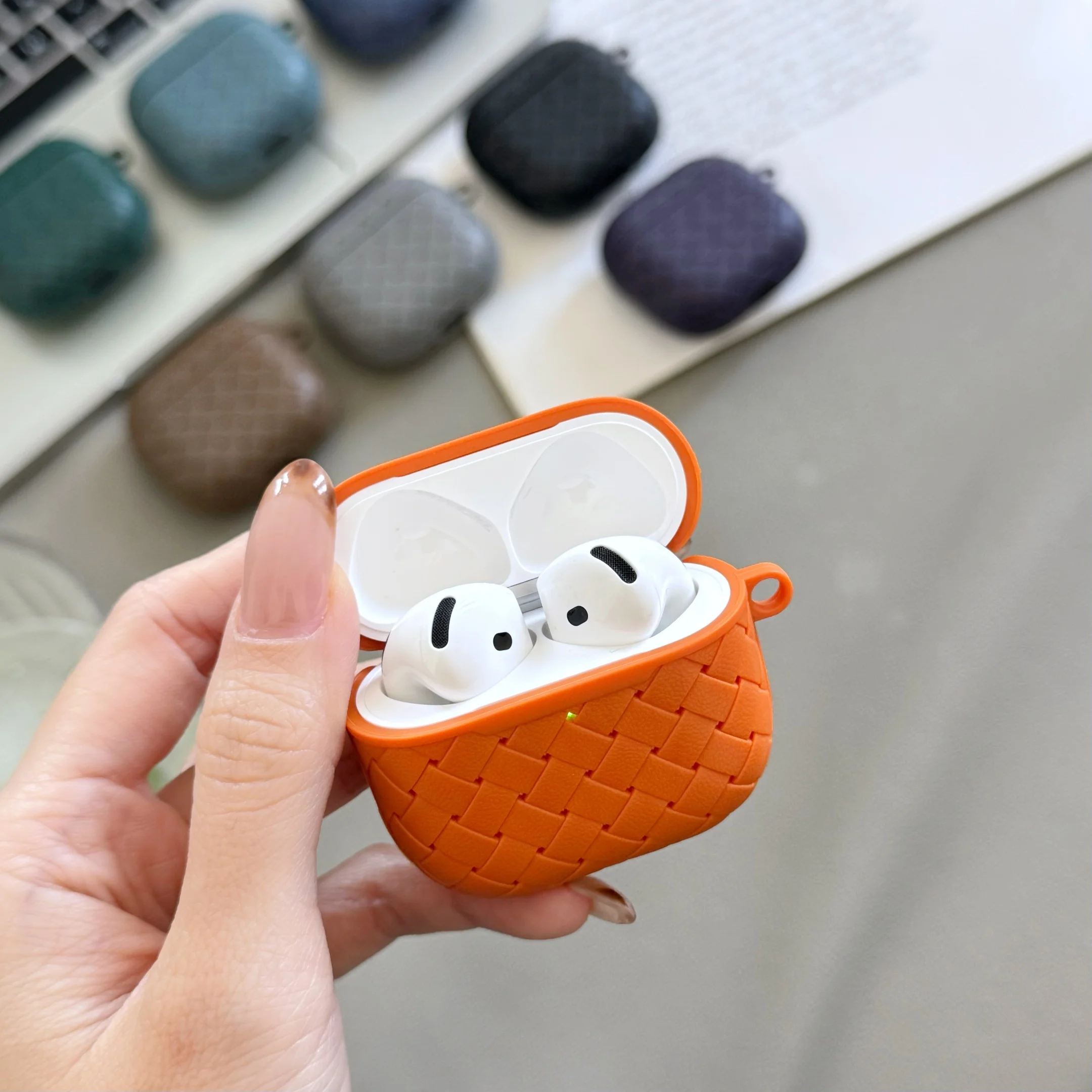 Woven Texture Soft TPU Shockproof Earphone Case Cover