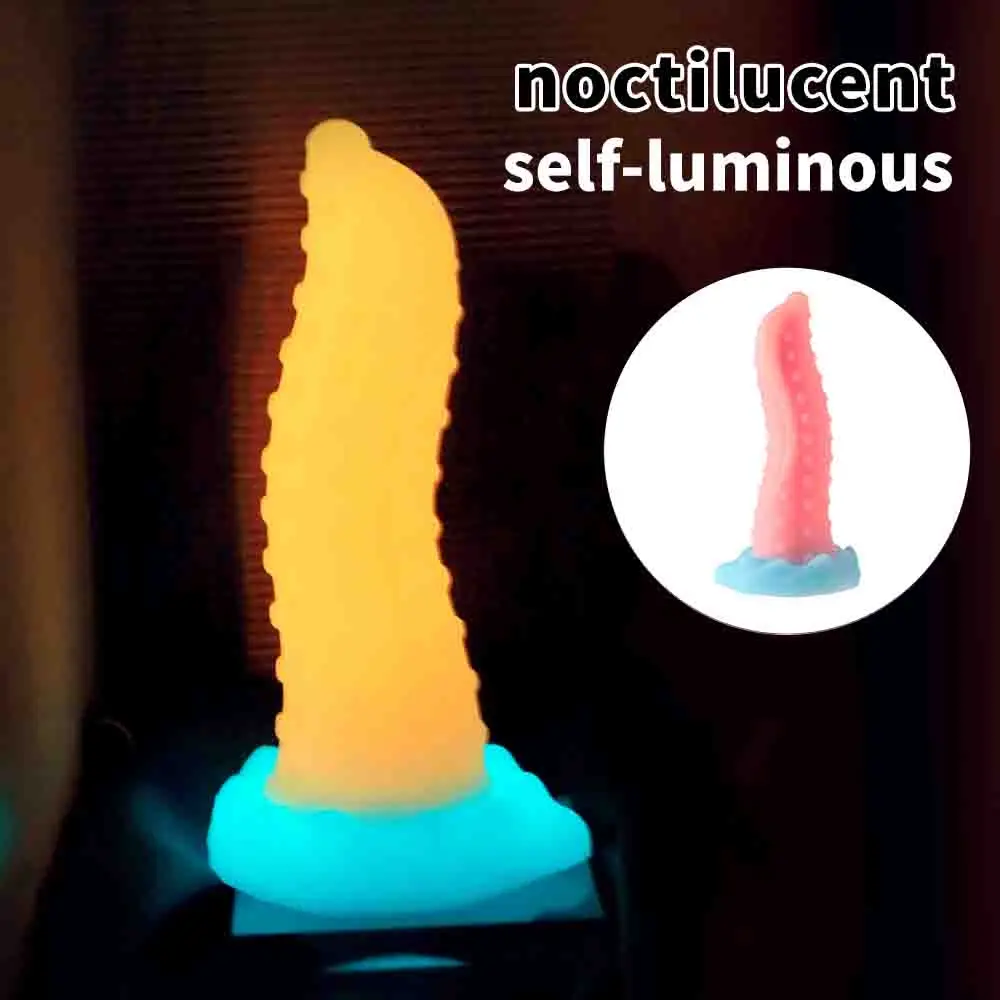 Švytinčių gyvūnų 8,6 colio realistiškas dildo analinis kamštelis suaugusiems ir vyrams, šviečiantys dildo su siurbimo puodeliais_voghion.com