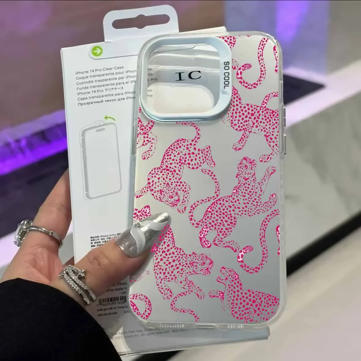 Stylish Black and Pink Leopard Print Matte Phone Case