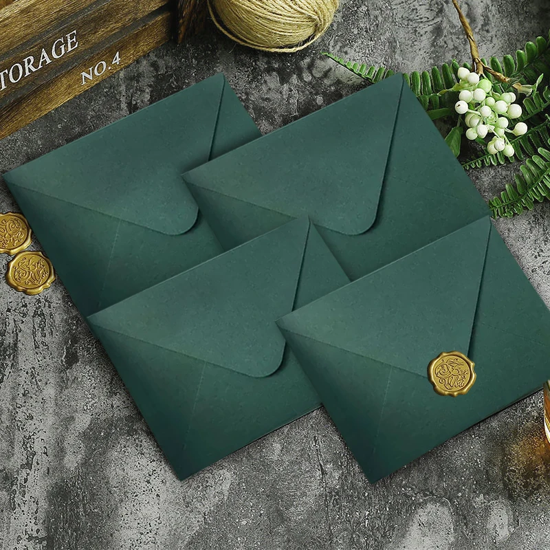 Mailing Envelopes 10pcs/lot Green High-grade 250g Paper Small Business Supplies for Wedding Invitations Postcards