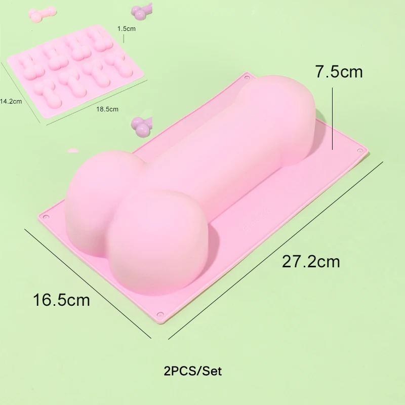 

2Pcs Penis Silicone Mold Genitals For Ice Mousse Fondant Chocolate Making Adult Erotica Cake Baking Decoration Moulds Bake Tool