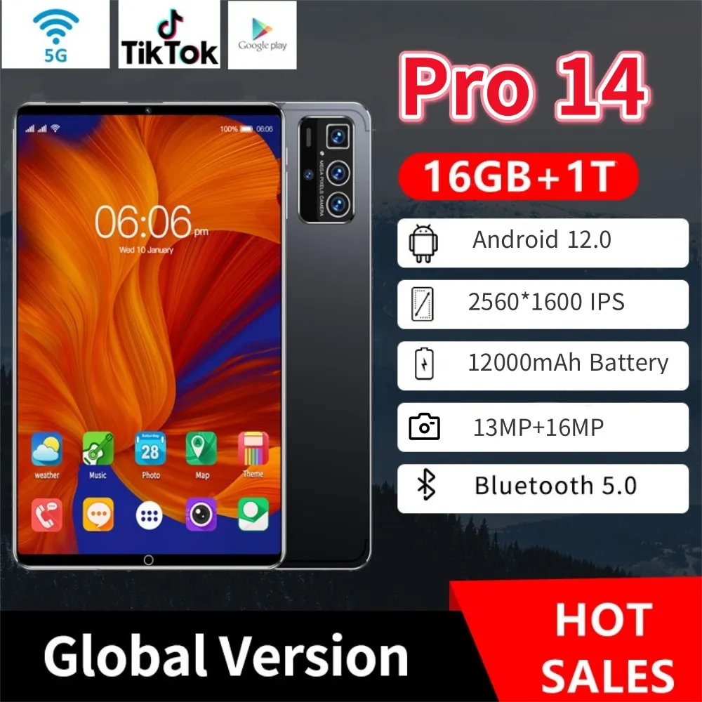 New Original Global Version Tablet Android 12.0 13+16MP 12000mAh 11.6 Inch Tablets PC 5G Dual