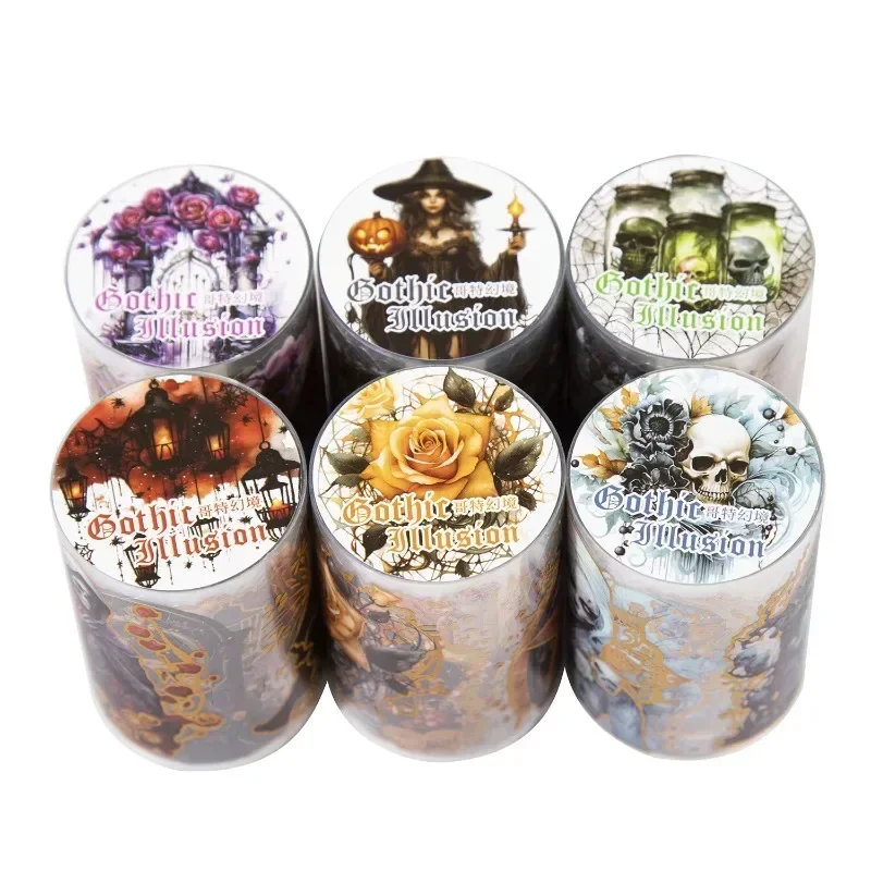 1Roll Tape Bronzing Handbook Material Loop Fasteners Stickers Adhesives Gothic Fantasy Series Scenery Scrapbook cut 60mm*2m 4