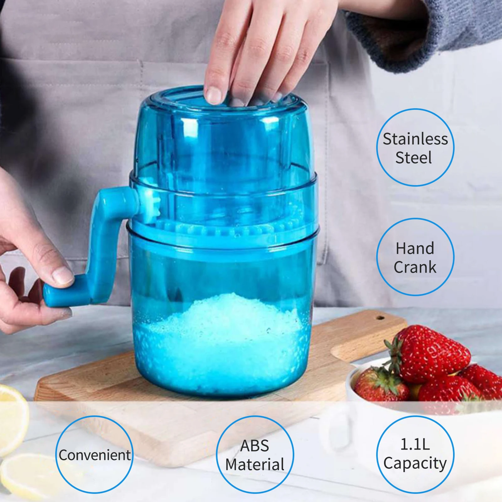 JeashCHAT Hand Crank Shaved Ice Machine Clearance, Portable Manual Ice