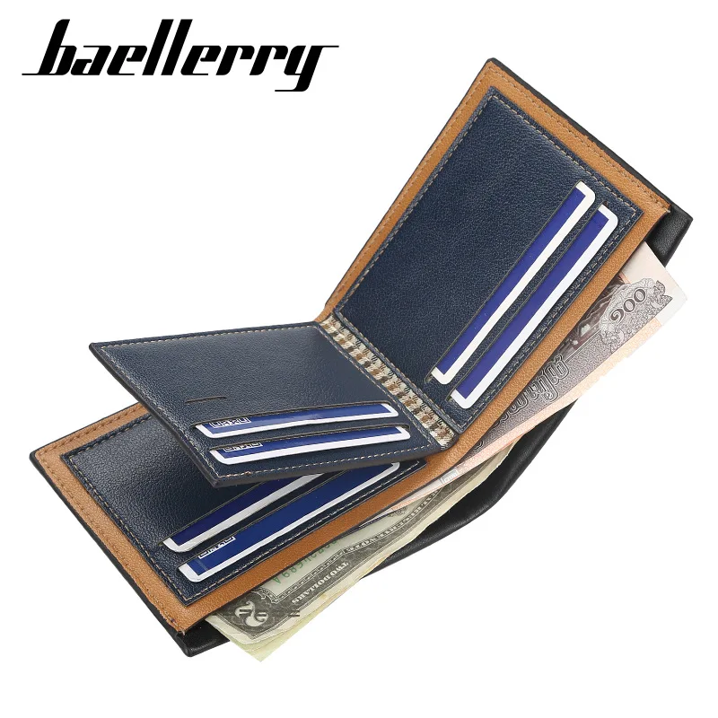 1Pcs/Baellerry Men's Short Wallet, Horizontal Multi-Card Slot Wallet, Business Slim Card Holder, Travel Everyday Carry Wallet