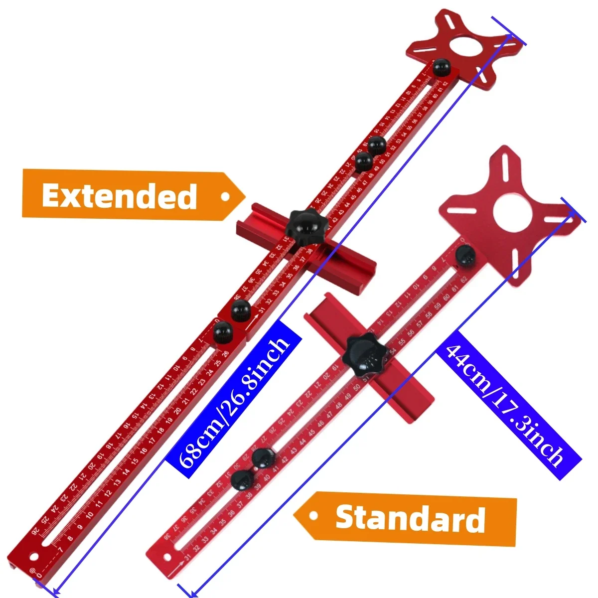 3-in-1 Verstellbarer Aluminiumlegierungs-Frässchablonen-Guide, Holzbearbeitungswerkzeug zum Kreisschneiden und zur Montage von Schrankbeschlägen – Detail 3