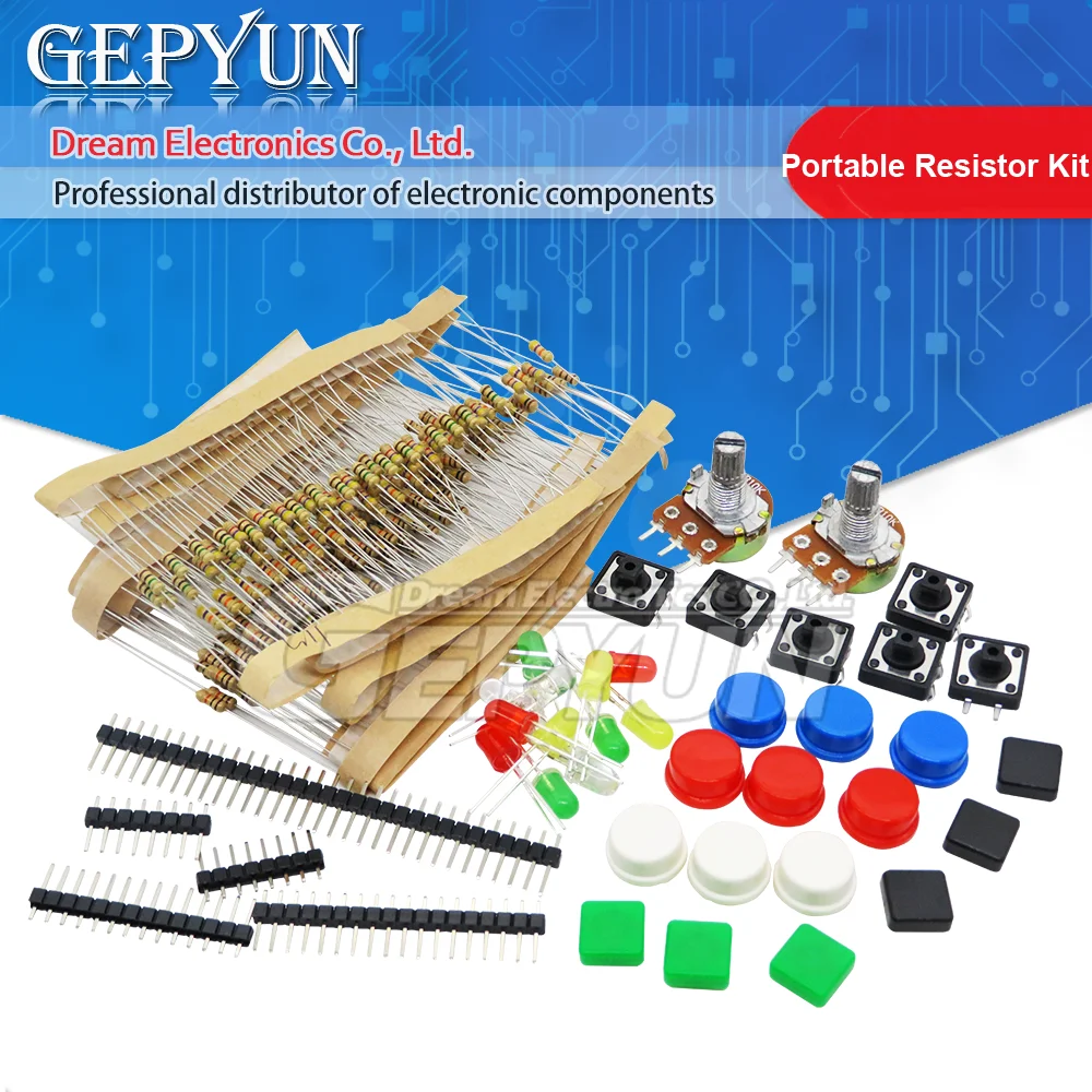Kit Resistore Portatile Pratico Per Arduino Starter Kit Uno R3 Led Potenziometro Interruttore Tattile Pin Header