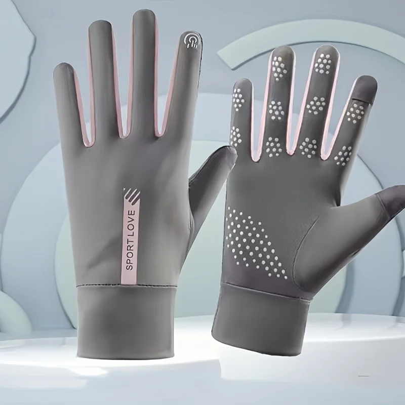 Sunscreen Gloves Ice Silk Breathable Outdoor Sports Cycling Gloves Anti-Slip Quick-Drying Gloves Women Light Driving Gloves