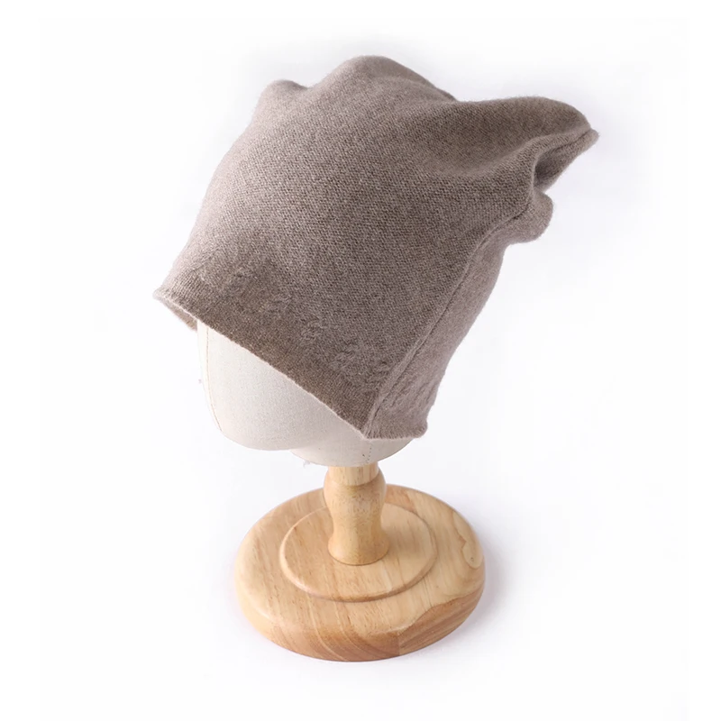 100%Wool Curl Brim Bonnet Hat for Women&Men Winter Autumn Ear Protect Cashmere Beanies Knitted Soft Warm SKi Cap SKullies 3
