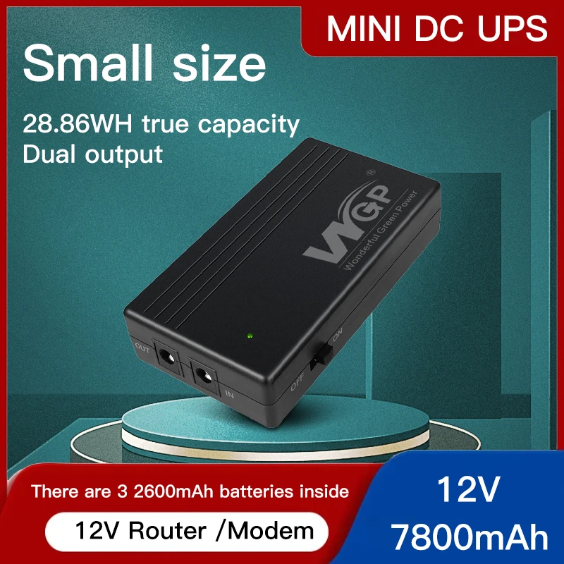 7800mAh Mini Ups Uninterruptible Power Supply 12v 2A Equipment Router Modem Optical Cat Adapter Backup Power Supply WGPble