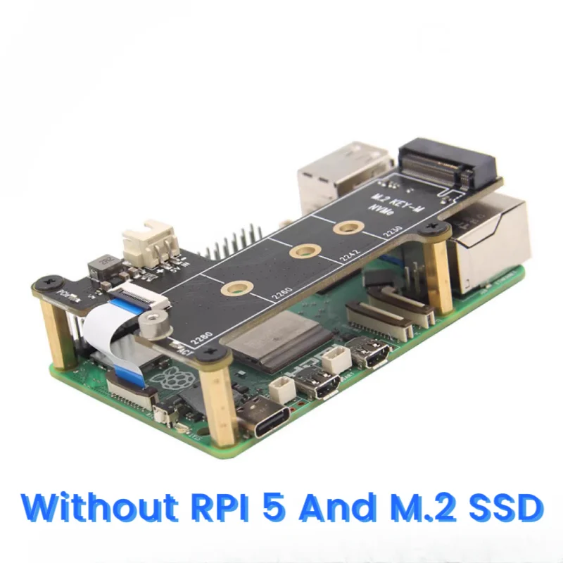 키-M SSD 쉴드 어댑터 보드, 라즈베리 파이 5 PCIE-M.2 NVMe, X1001, HAT 2280 2242 2230