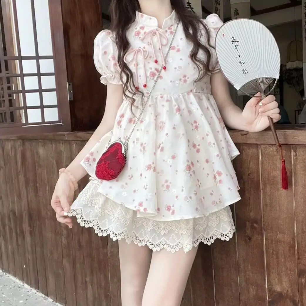 

Женский комплект из двух предметов с цветочным принтом и Элегантной Юбкой