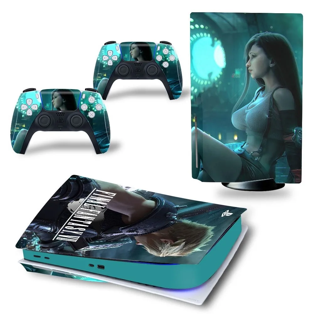 Ff7 Game Girls Tifa Ps5 Decal Ps5 Console E Controller Sticker Vinile Ps5 Disk Digital Edition Skin Sticker