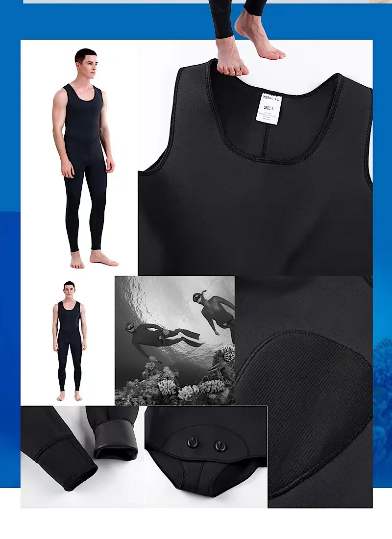 Description Picture 3 of itemHOT Men's 3MM Set Two-piece Neoprene Wetsuit Keeps Warm And Cold Suitable For Swimming Diving Snorkeling Surfing Kayaking