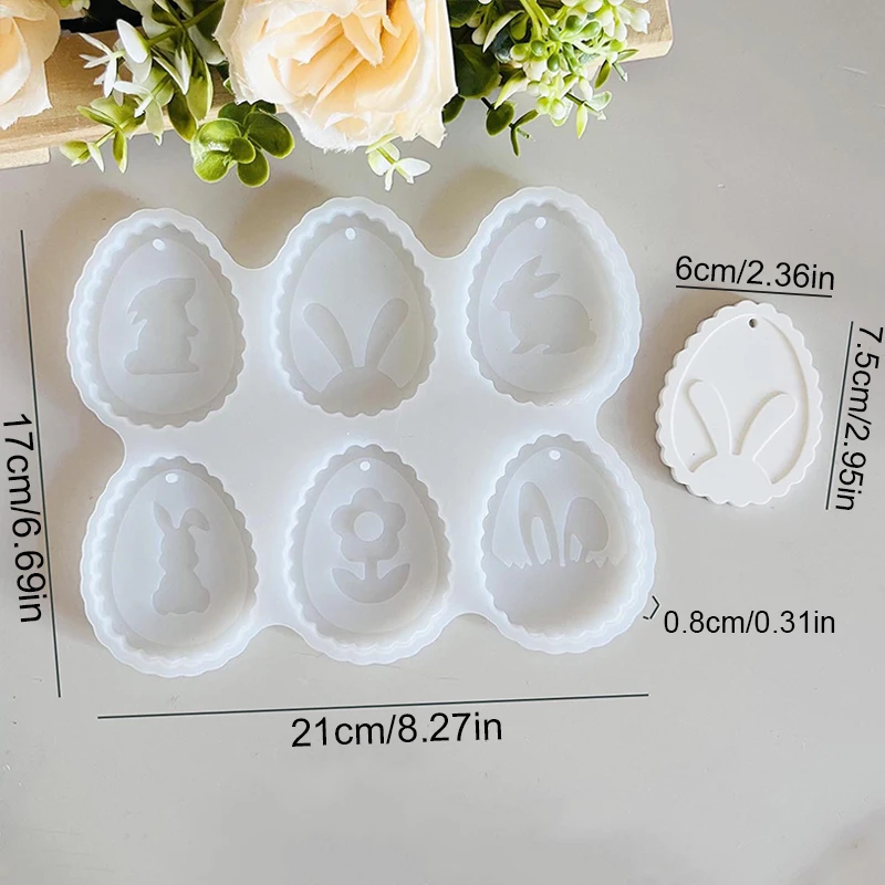 1PC Easter Rabbit Series Silicone Mold Handmade Easter Bunny Hanging Tag Casting Mold DIY Chocolate Fondant Ornament