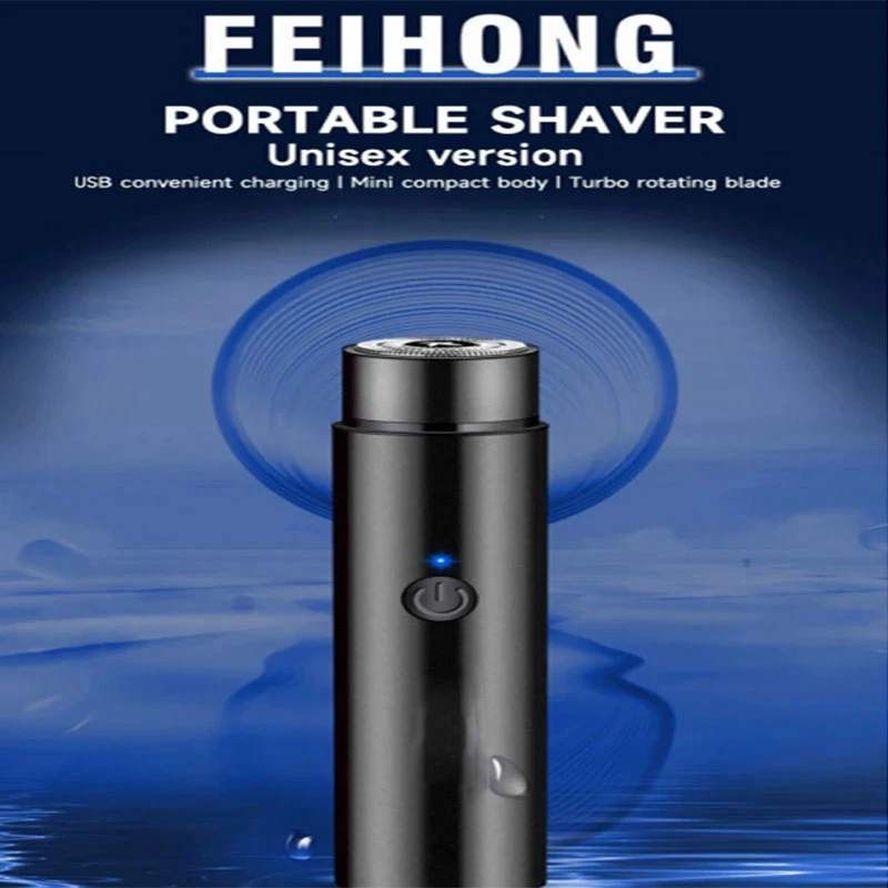 Black Aluminum Mini Electric Shaver for Men USB Charging Portable