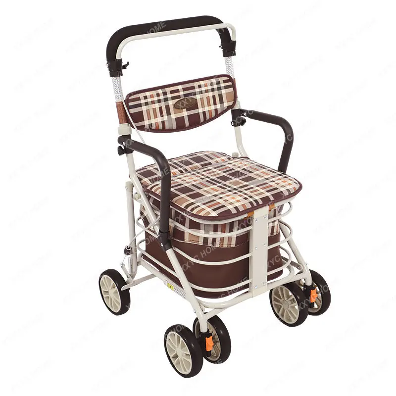 

Elderly Trolley Portable Folding Elderly Trolley Four-Wheel Shopping Aid Shopping Cart Electric Cycle