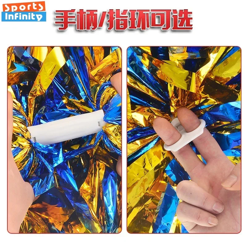 Cheerleading Pom Poms 1pc Cheerleading Pom Poms with Handle Cheer Balls Big Gold Silver Red Yellow Blue Hand Dance Pompoms Accessories for Women Kids