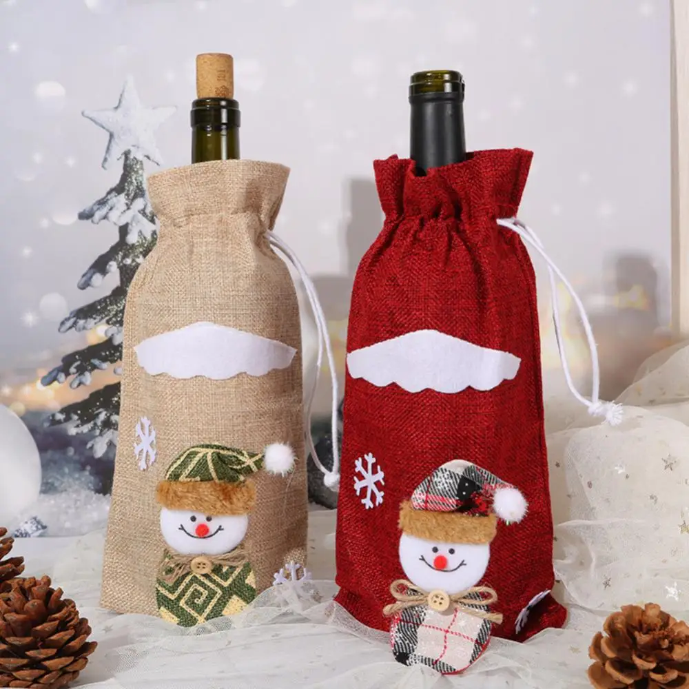 Description Picture 4 of itemChristmas Wine Bottle Covers Bag Snowman Santa Claus Champagne Bottle Cover Sleeve Merry Christmas New Year Table Decorations