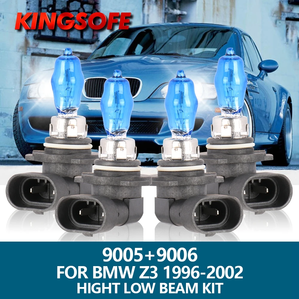 

4Pcs Car Light HOD Xenon Halogen Lamp 9005 HB3 9006 HB4 Headlight 6000K Bulbs For BMW Z3 1996 1997 1998 1999 2000 2001 2002