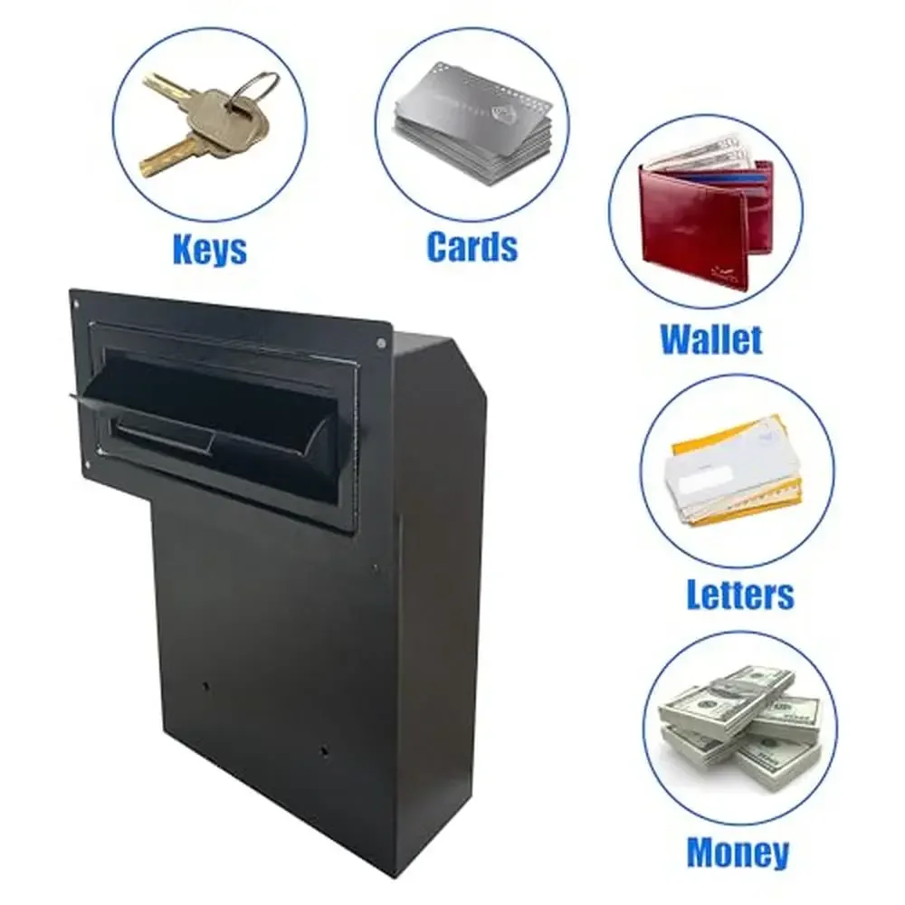 Secure Steel Door Drop Box Mail Slot Key Deposit Money Locking Mailbox Deposit Safe Storage Box Office Home Delivery Night