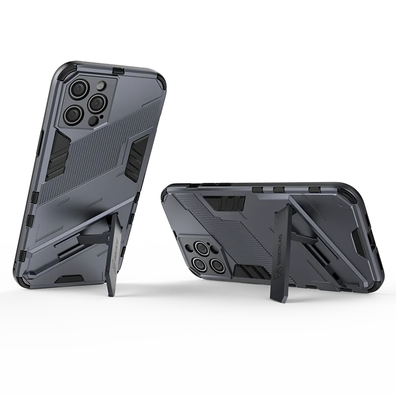 Armor Matte Shockproof Phone Case with Holder - Soft TPU + Hard PC