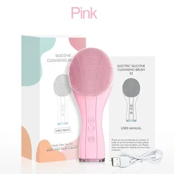 Advanced Waterproof Silicone Facial Cleansing Brush - Deep Cleanse & Blackhead Remover (Pink)
