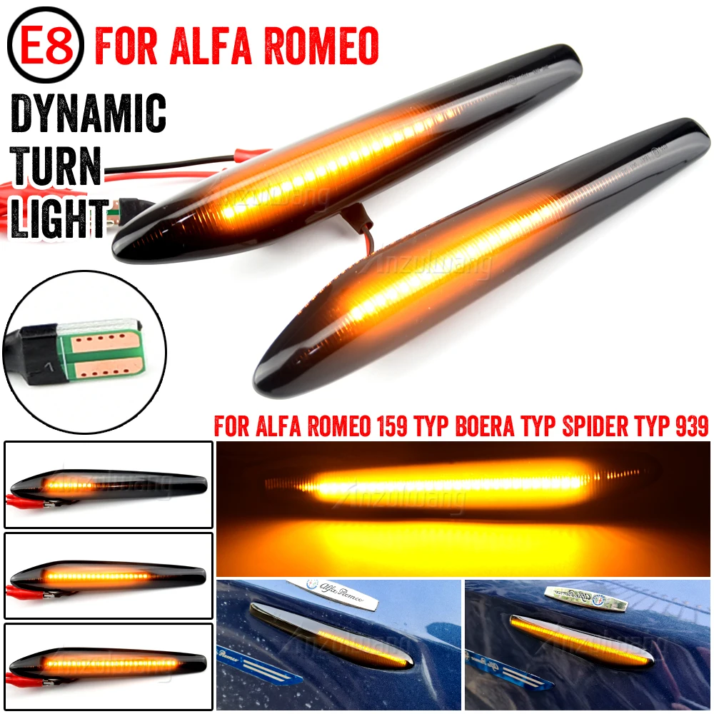 

2X Dynamic LED Side Marker Light Arrow Turn Signal Blinker Indicator Lamp For Alfa Romeo 159 Sportwagon typ Boera Spider typ 939