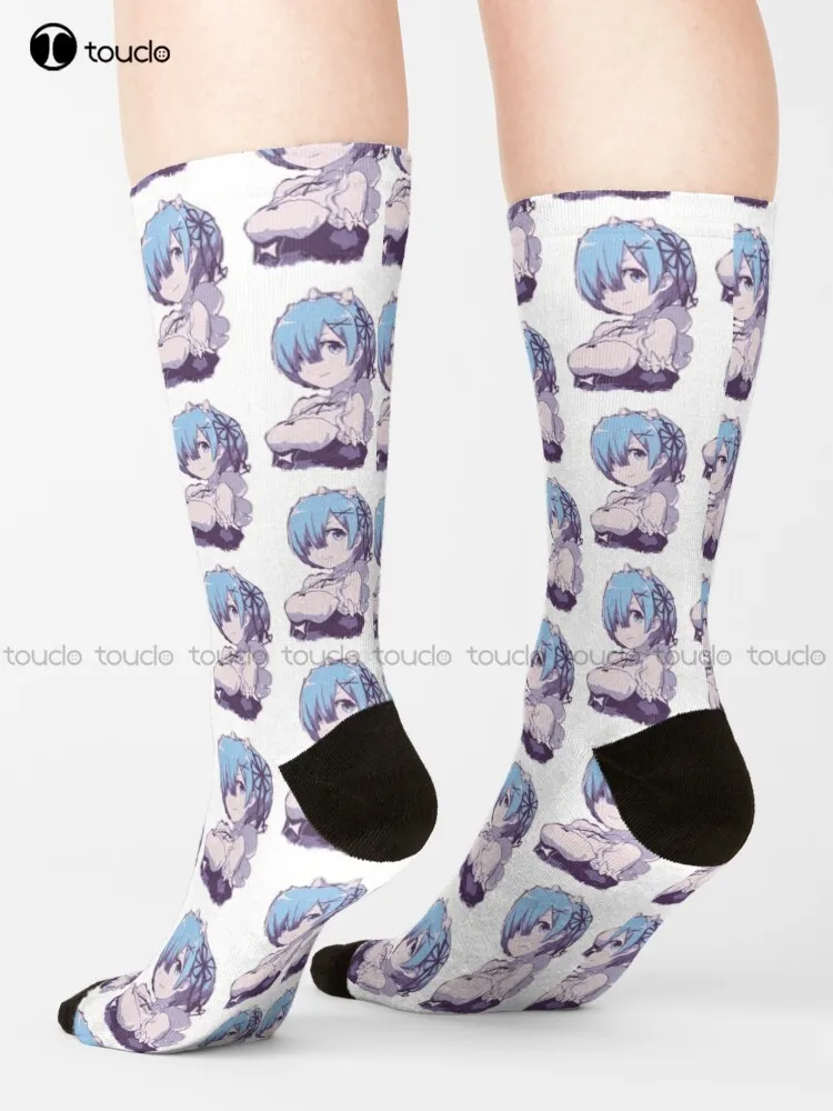 

Rem Minimalistic Socks Mens Funny Socks Street Skateboard Socks Harajuku Personalized Custom Unisex Adult Teen Youth Socks Retro