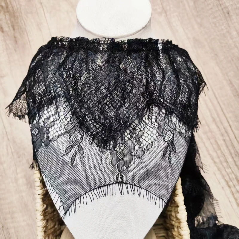 블랙 확대 더블 Pleated 속눈썹 Tulle 레이스 DIY 숙녀 소녀 아동 의류 스커트 커프스 편리한 봉제 트렌드 트림