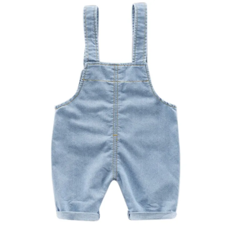 Summer Baby Pants Boy Girls Solid Elastic Denim Overalls Infant Toddler Outing Stylish Versatile Cool Suspender Pants Trousers