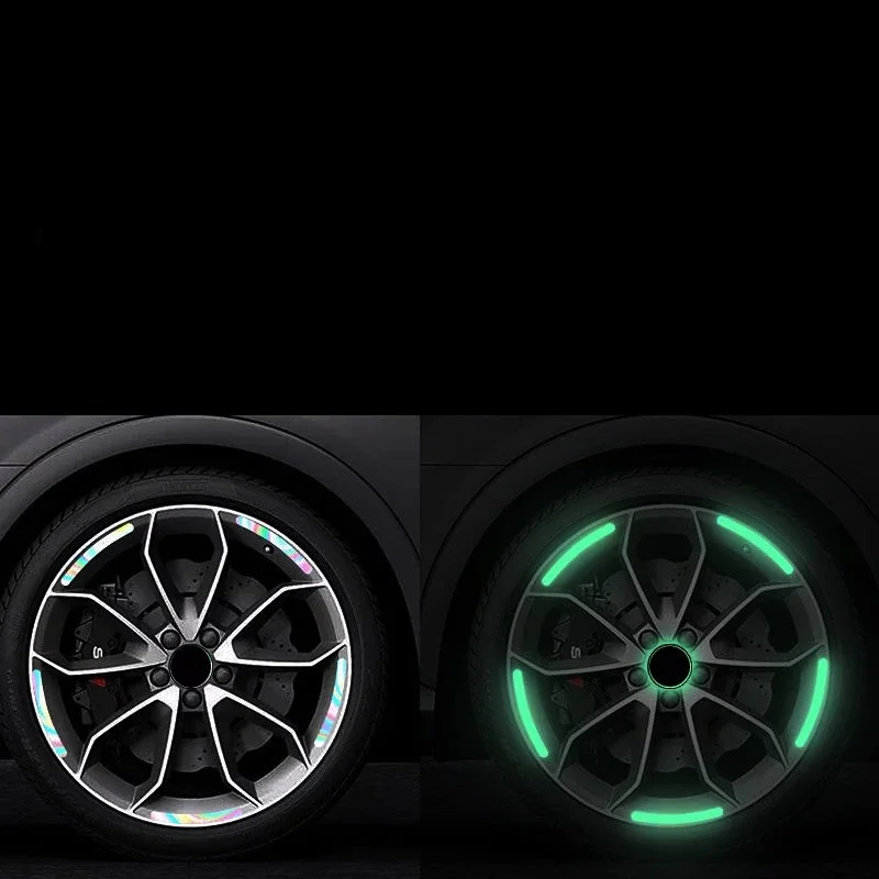 20PCS Wheel Sticker Reflective Seven Color Laser Sticker Luminous Anti-collision Personalized Car Stickers Car Accessories