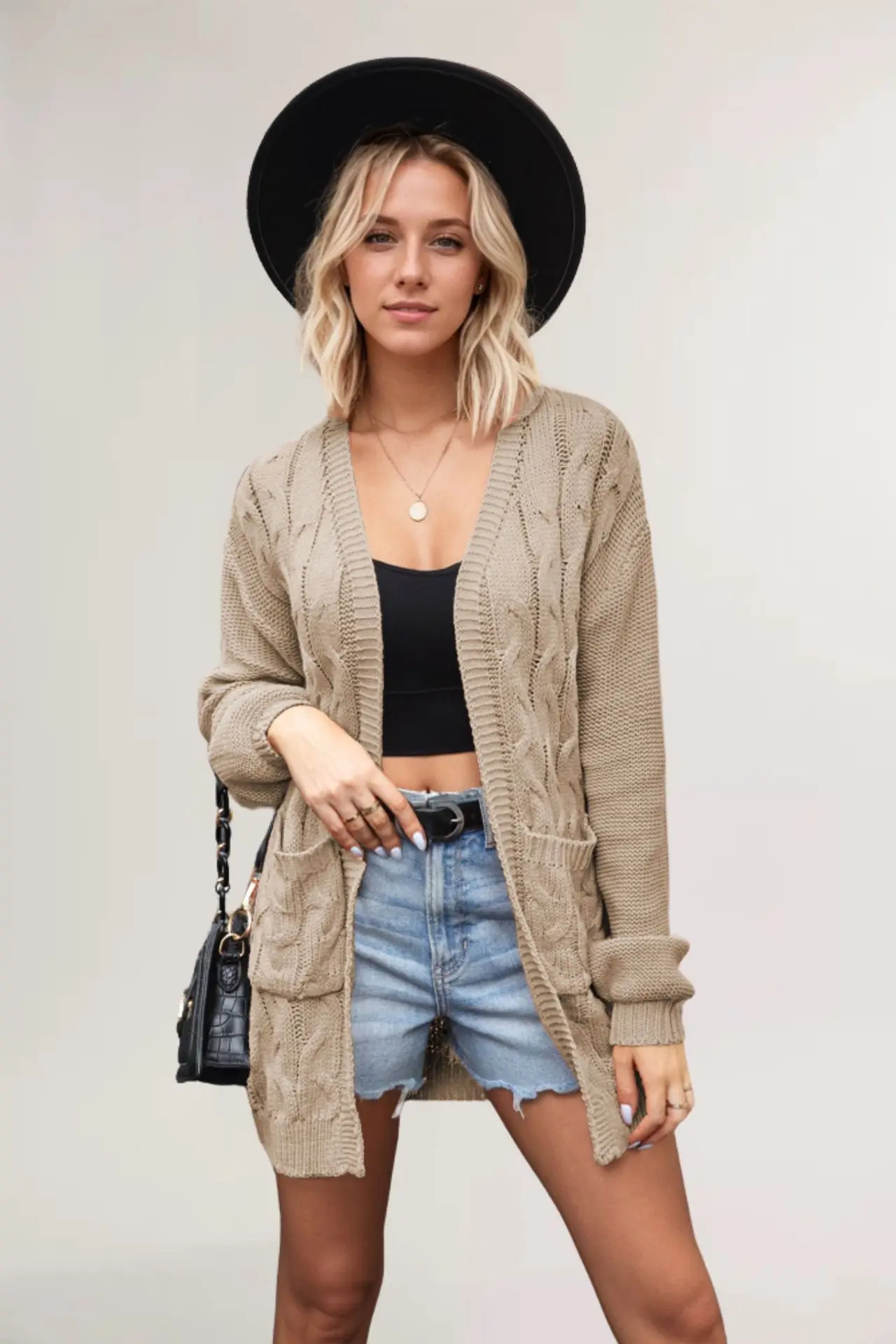 2024 winter new hot V-neck twist long-sleeved loose casual sweater coat 3
