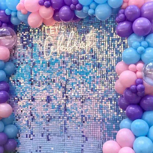 Transform your celebrations with the 15 Pcs Sequins Shimmer Wall Background Board.