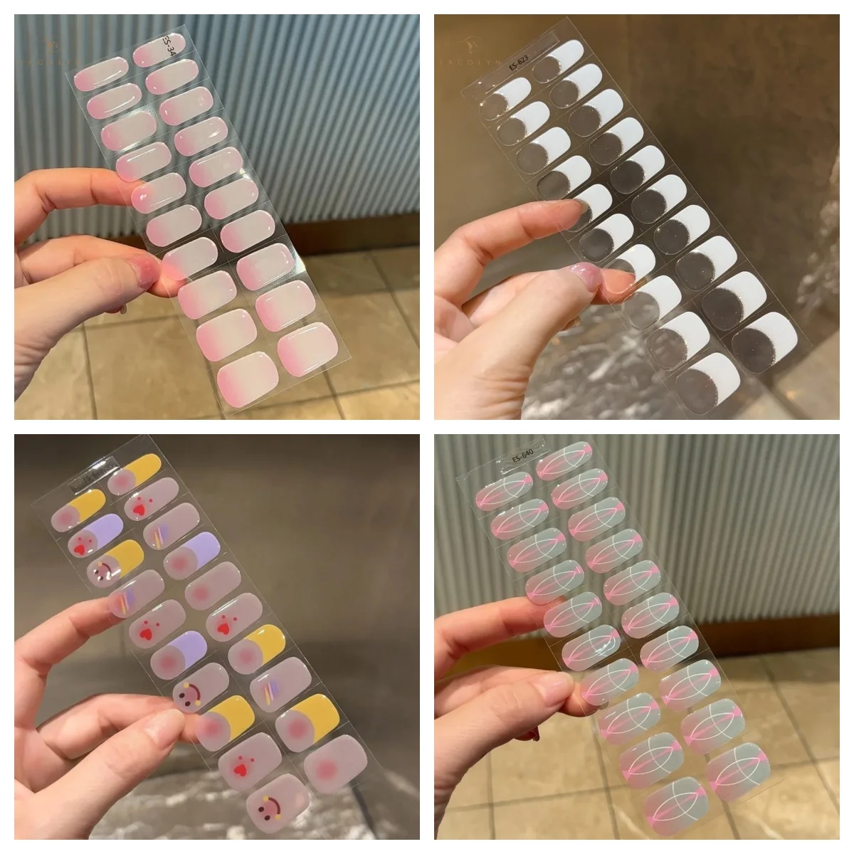 Nail Stickers 20Tips Pure White/Black/Nude Semi Cured Gel Nail Stickers Long-lasting Cream Nail Strips Patch Slider UV Lamp Wraps
