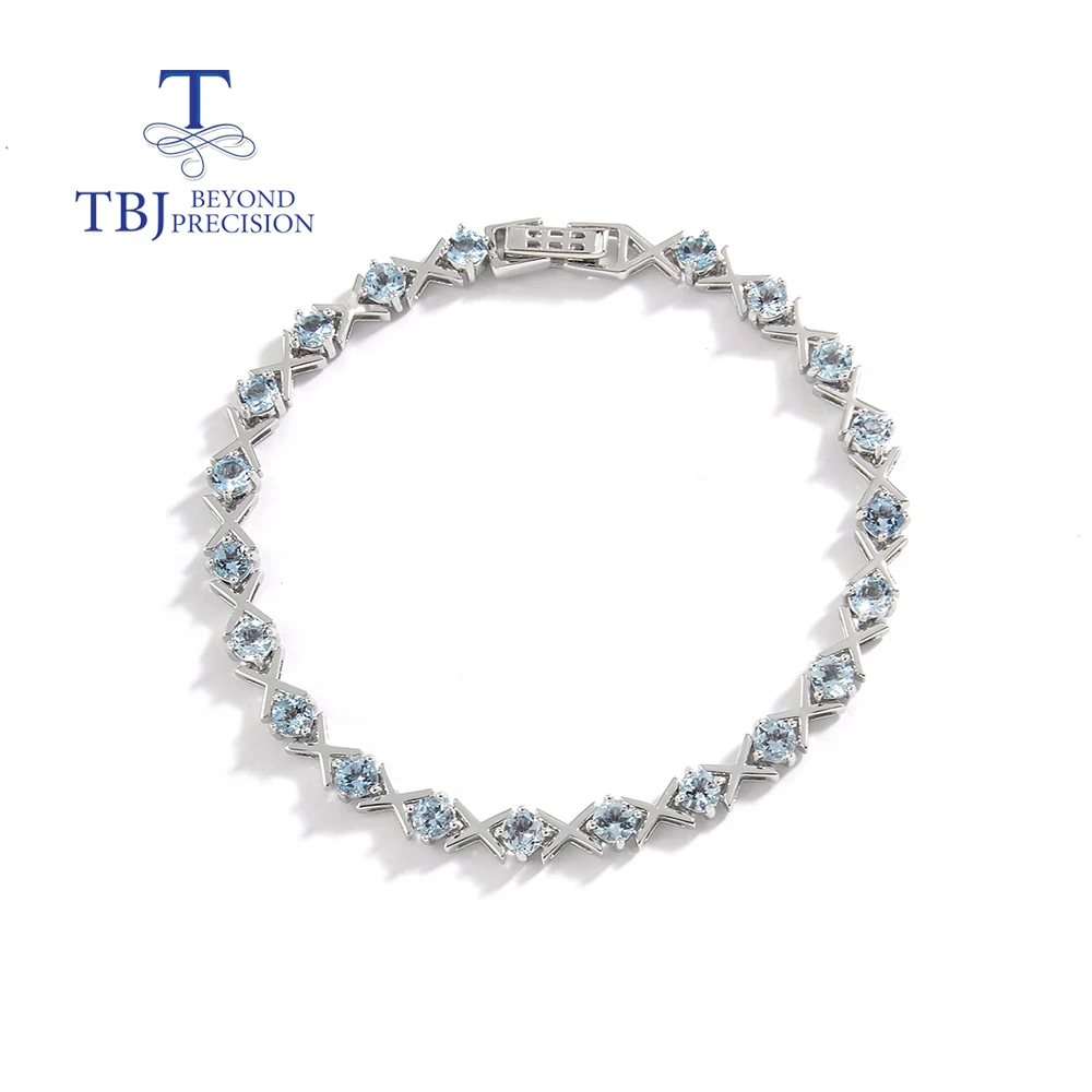 Nuovo Intersect Fashion Design Natural Sky Blue Topaz Bracciale Splendidi Gioielli Per Le Donne Anniversario Banchetto Wear