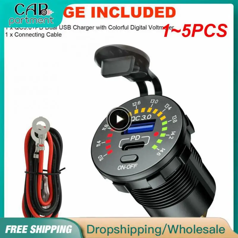 

1~5PCS 36W 6A Dual USB Charger Socket With Voltmeter Switch USB Outlet Fast Charger for 12V Car Boat Motorcycle Truck Golf