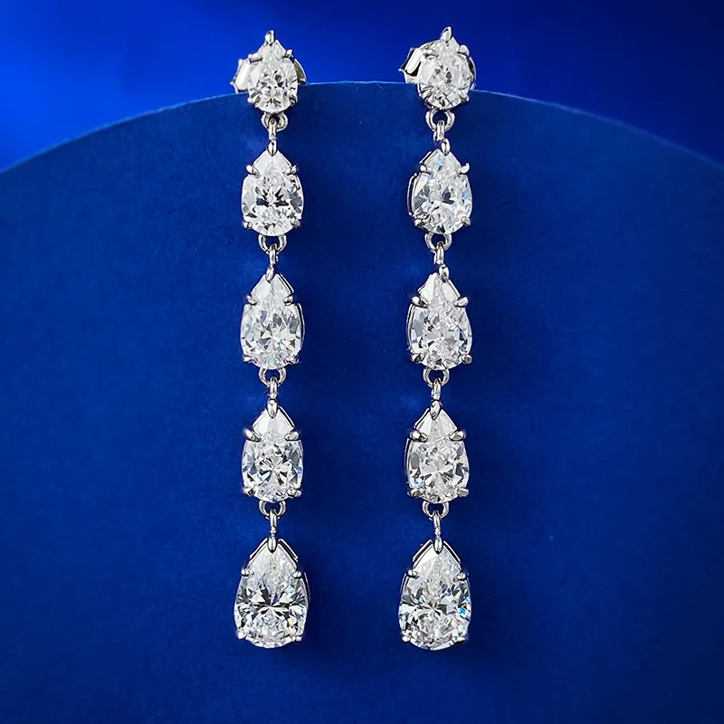 

Серьги-подвески женские из серебра 925 пробы с муассанитом, 18 к