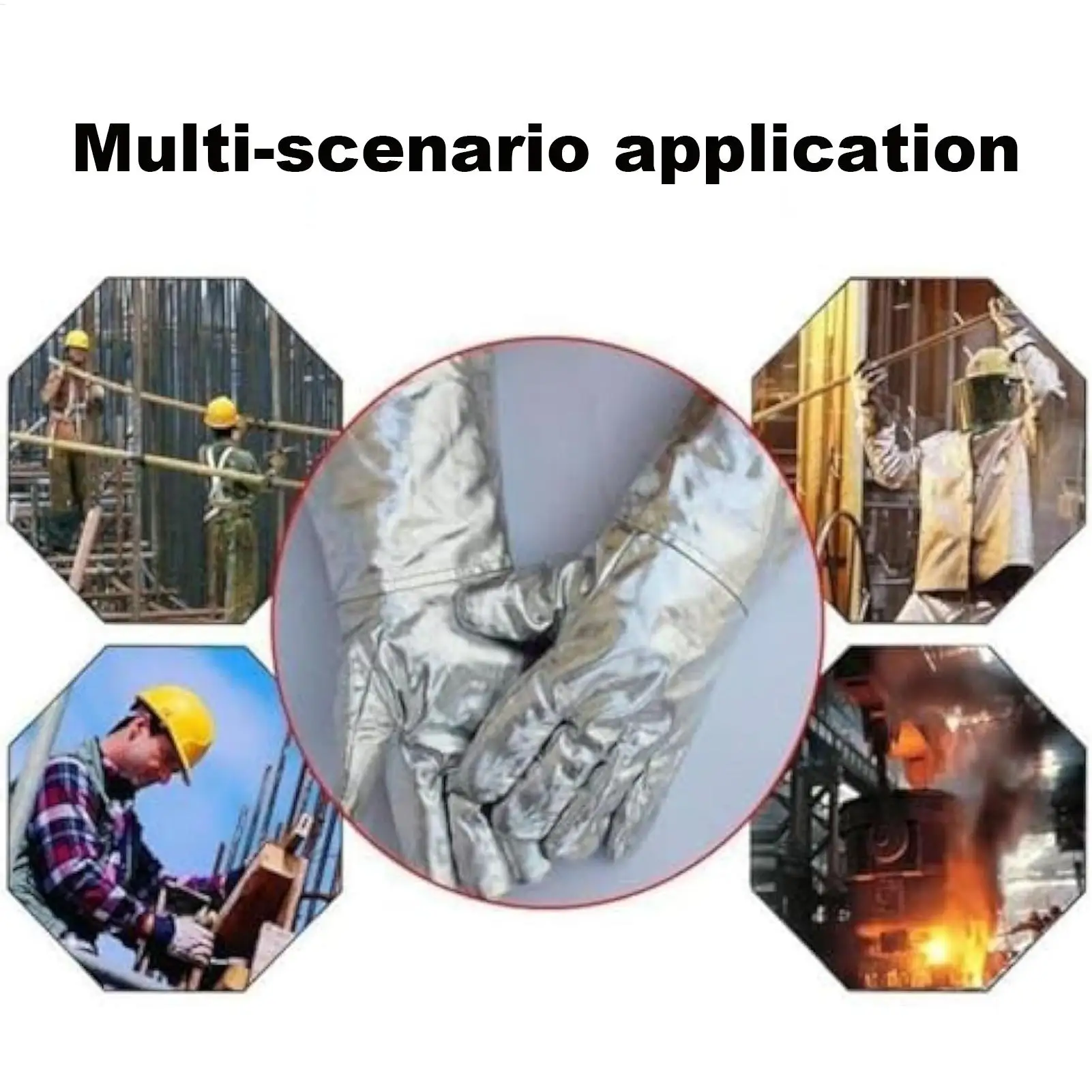 Welding Gloves for Men Aluminum Foil High Temperature Welding Gloves Safety Work Mittens for Kitchen Metallurgy Steel Smelting