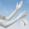 Sun Protection Sleeves for Summer Women's Outdoor Cycling Fingerless Long Anti-UV Original Yarn Ice Sleeve Sun Protection Gloves 1