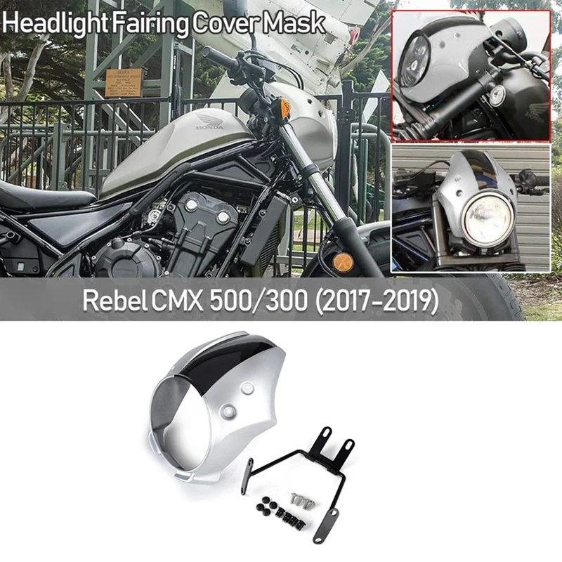 

Motorcycle Headlight Fairing Cowl Cover Mask Headlight Fairing Windshield For Honda Rebel CMX 300 500 CMX300 2017-2019