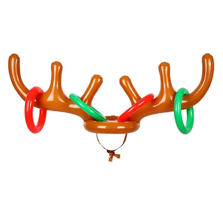 Christmas Inflatable Reindeer Antler Hat Ring Toss Game – Fun Holiday Toy for Kids, New Year and Christmas Outdoor Party Gift Beach games & Inflatables Beach Toys and Leisure Accessories