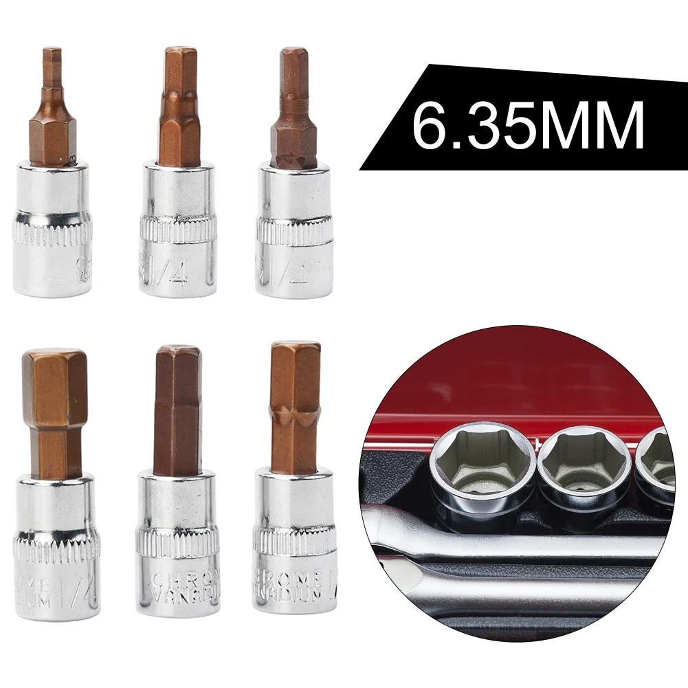 6Pcs 1/4 Inch Screwdriver Bit Socket Set Hex Screw Driver Bits H3-H8 Screwdriver Accessories For Torque Spanner Ratchet Wrench 2