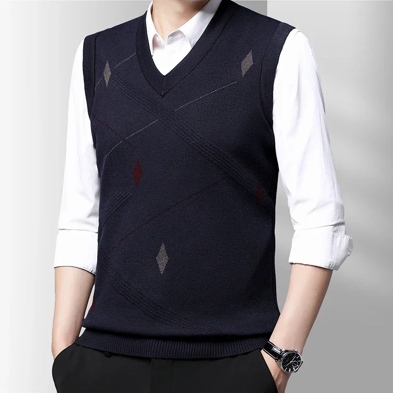 Men's Thickened Casual Sweater Tank Top Autumn and Winter Warm Men's Vest men sweater vests mens knitted vest