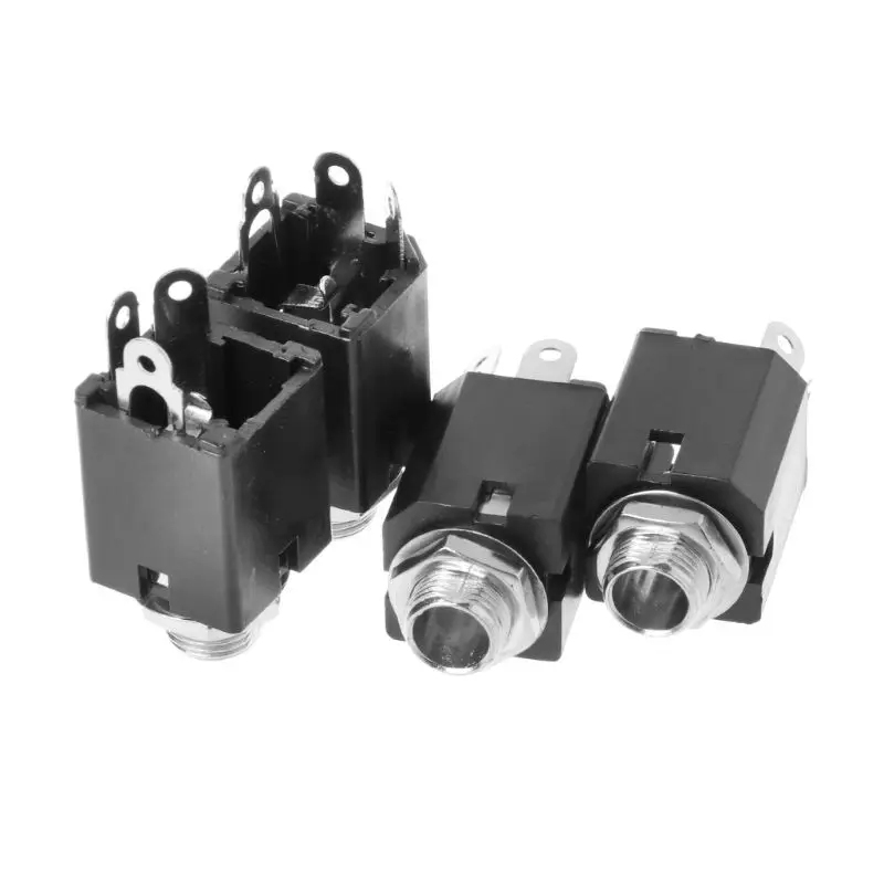 6.35mm o Plug Sockets PJ-612 3-Pin Connector Screw Nut 10pcs